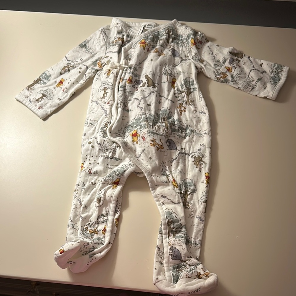 Janie and Jack White and Gray Footies One Piece